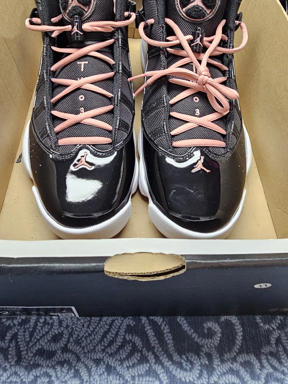 Nike Air Jordan 6 Rings Mens Black and Rust Pink High-Top Basketball Shoes